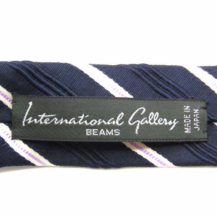 インターナショナルギャラリービームス ブランドネクタイ ストライプ柄 シルク メンズ ネイビー International Gallery BEAMS 【中古】
