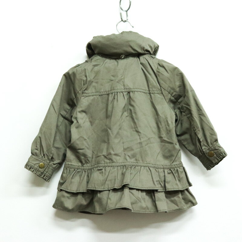 エニィファム ショートコート リボン フリル アウター ベビー 女の子用 90サイズ カーキ anyFAM 【中古】