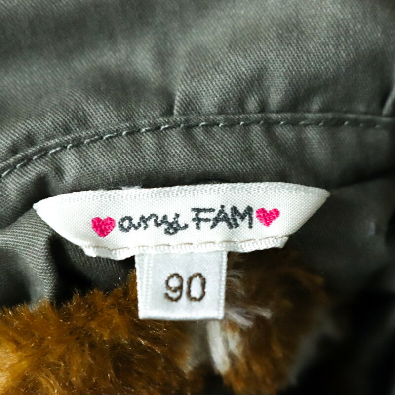 エニィファム ショートコート リボン フリル アウター ベビー 女の子用 90サイズ カーキ anyFAM 【中古】