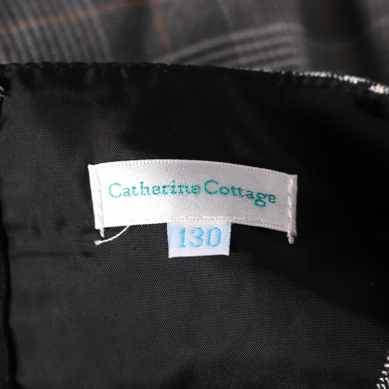 【全品39％OFFクーポン 1/24 20:00〜1/29 01:59まで】キャサリンコテージ 半袖ワンピース フレンチ袖 チェック柄 ウエストリボン キッズ 女の子用 130サイズ グレー Catherine Cottage 【中古】 3