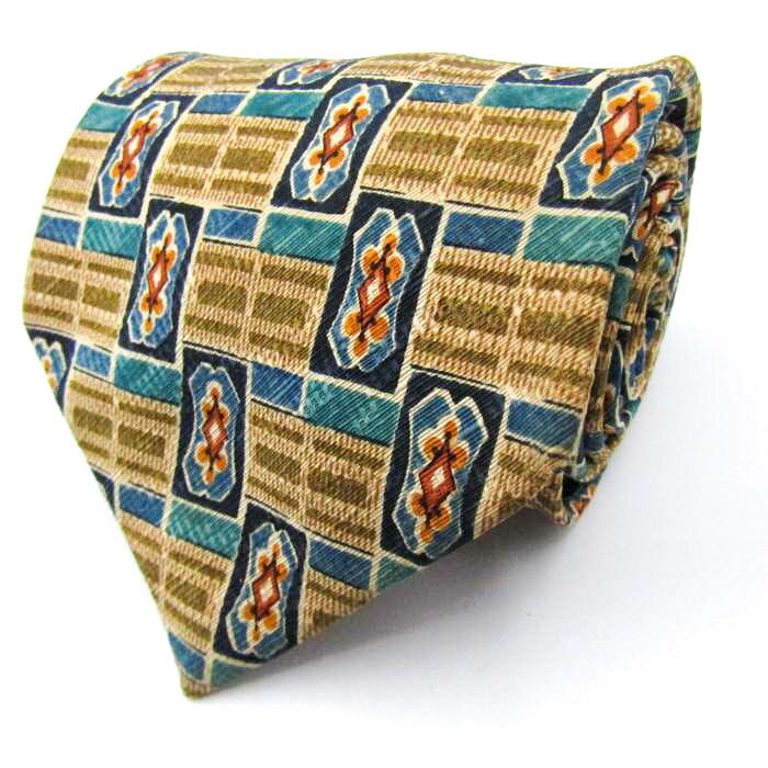 【20％OFFクーポン7月4日20:00〜7月11日01:59まで】ジャンマルコベンチューリ ブランド ネクタイ シルク チェック柄 伊製生地 ワイドタイ メンズ ネイビー Gian Marco Venturi 【中古】