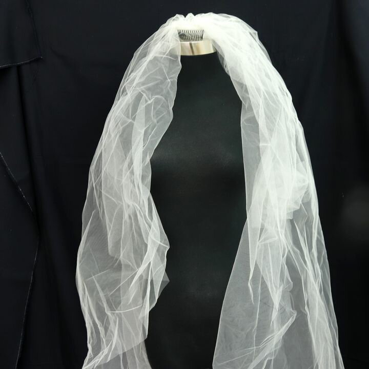 ウェディングベール ロング コーム付き ブライダル レース 花 結婚式 アクセサリー レディース アイボリー veil 【中古】