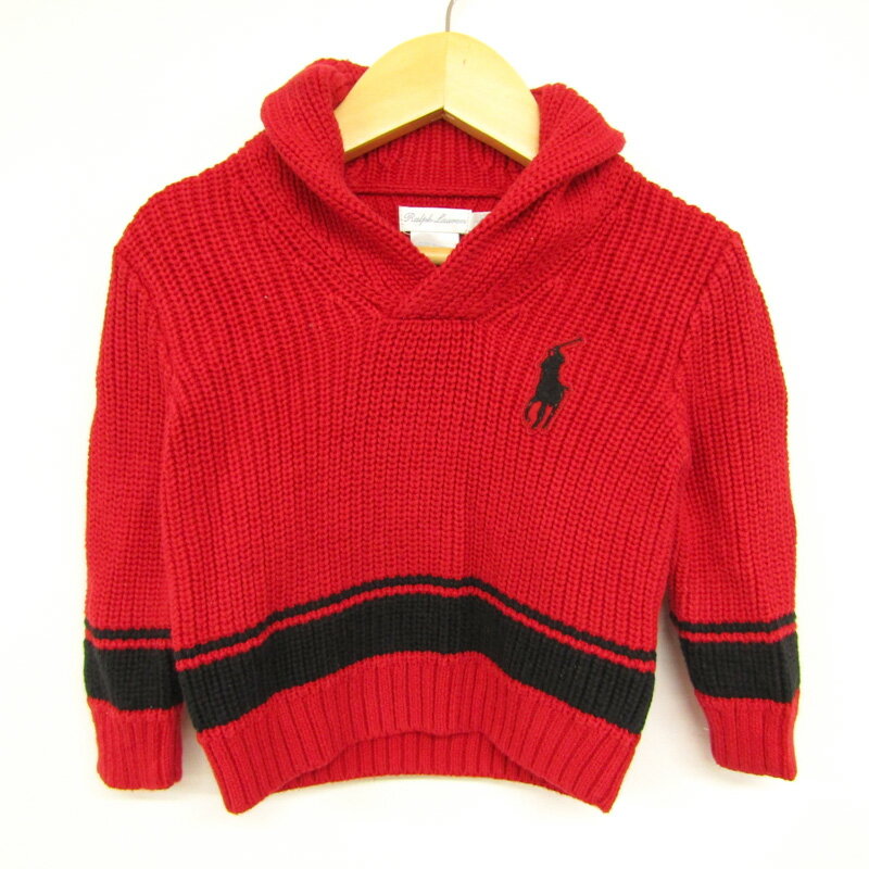 ラルフローレン 長袖セーター ショールカラー ビッグポニーロゴ ベビー 男の子用 12M 80/48サイズ レッド RALPH LAUREN 【中古】