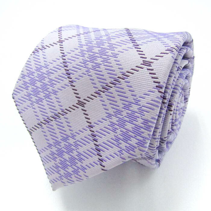 シンプルフレーズクラバット ブランド ネクタイ チェック柄 格子柄 メンズ パープル SIMPLE PHRASE CRAVAT 【中古】