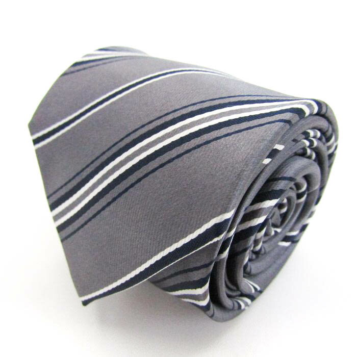 シンプルフレーズクラバット ブランド ネクタイ ストライプ柄 メンズ グレー SIMPLE PHRASE CRAVAT 【中古】