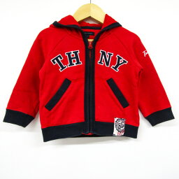 トミーヒルフィガー ジップアップパーカー スウェット スエット ベビー 男の子用 90サイズ レッド×ネイビー TOMMY HILFIGER 【中古】