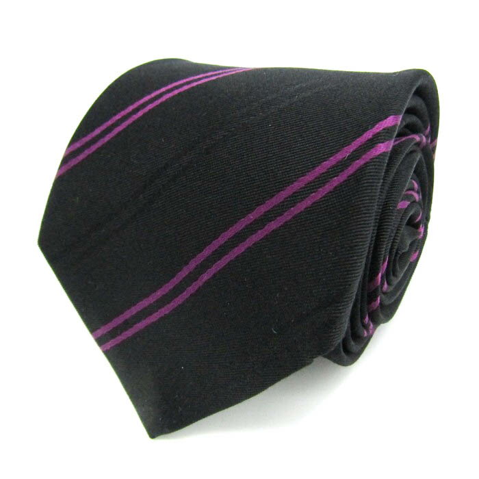 メンズクラブ ブランド ネクタイ シルク ストライプ柄 メンズ ブラック MEN'S CLUB 【中古】