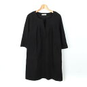 アドーア ワンピース 七分袖 タック入り ドレス ウール混 レディース 36サイズ ネイビー ADORE 【中古】(4)