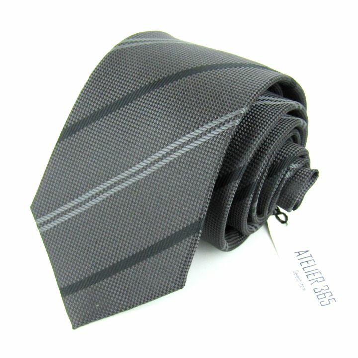 アトリエ365 ブランドネクタイ ナロータイ ストライプ柄 ウォッシャブル加工 未使用品 メンズ グレー ATELIER365 【中古】