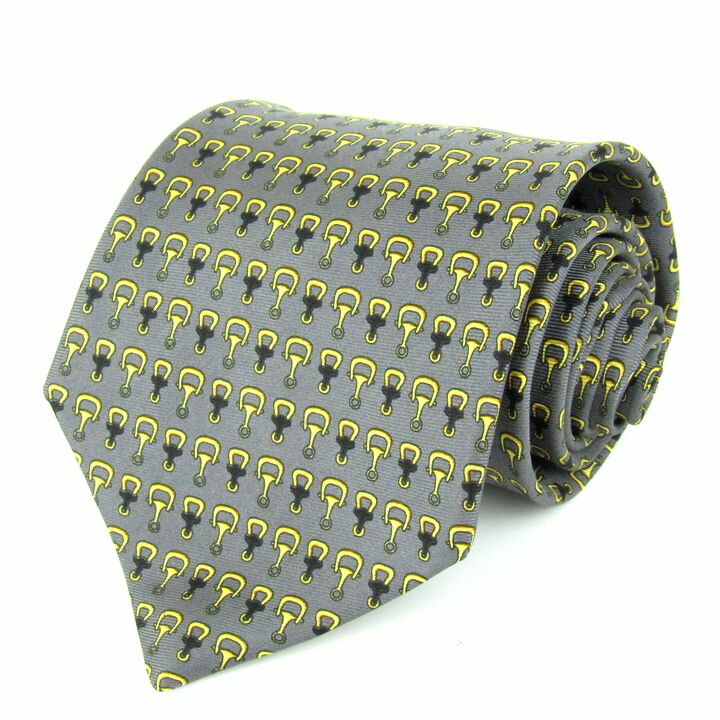 アンドリューズタイズ ブランドネクタイ ワイドタイ 総柄 シルク イタリア製 メンズ グレー Andrew's Ties 【中古】