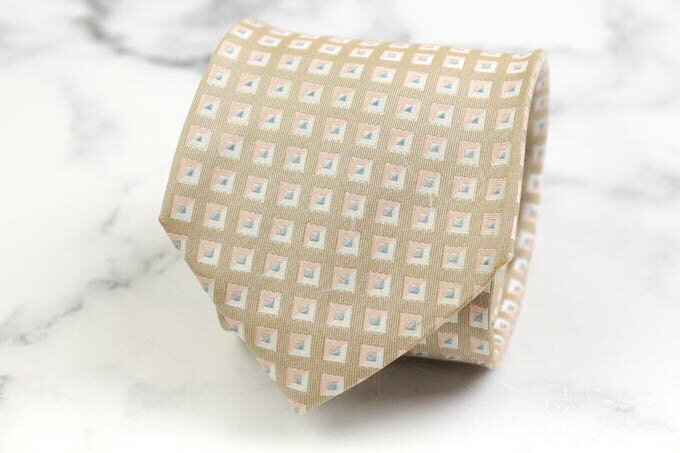 ケイタマルヤマ ブランド ネクタイ 格子柄 小紋柄 シルク 日本製 メンズ ベージュ KEITA MARUYAMA 【中古】