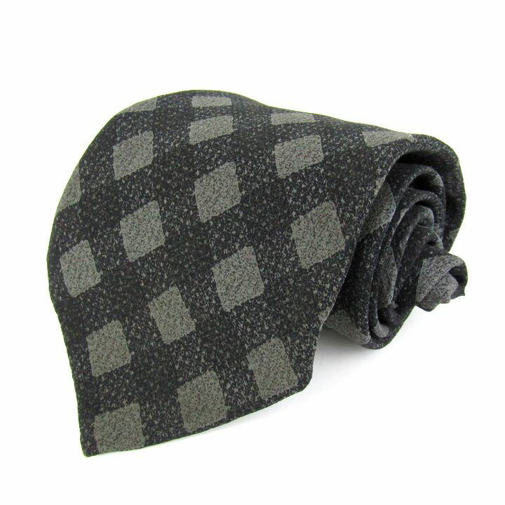 ジョルジオアルマーニ ブランドネクタイ チェック柄 シルク イタリア製 メンズ グレー GIORGIO ARMANI 【中古】