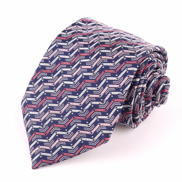 ミッソーニ ブランドネクタイ ストライプ柄 シルク イタリア製 メンズ ネイビー Missoni 【中古】