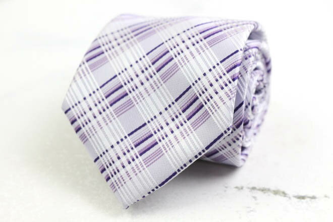 シンプルフレーズクラバット ブランド ネクタイ チェック柄 格子柄 メンズ パープル SIMPLE PHRASE CRAVAT 【中古】