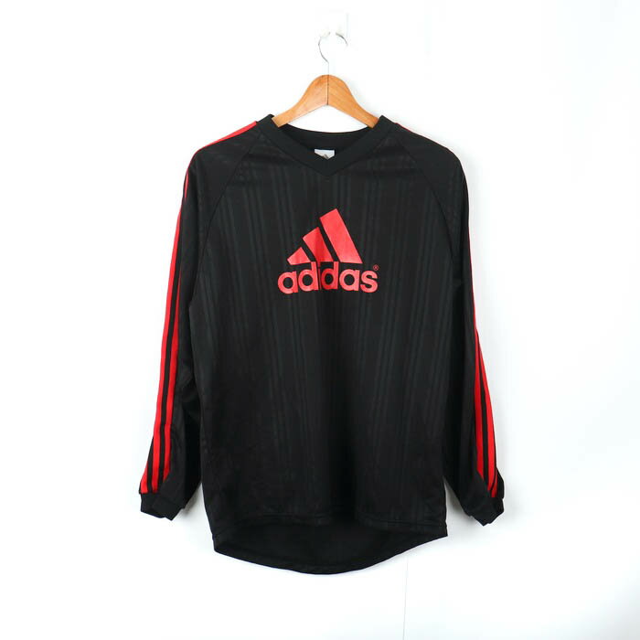 アディダス スウェット 長袖Tシャツ トップス スポーツウエア サッカー メンズ Mサイズ ブラック adidas 【中古】