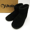 ウカラ ムートンブーツ ショートブーツ 靴 シューズ 黒 レディース 24サイズ ブラック Ukala 【中古】