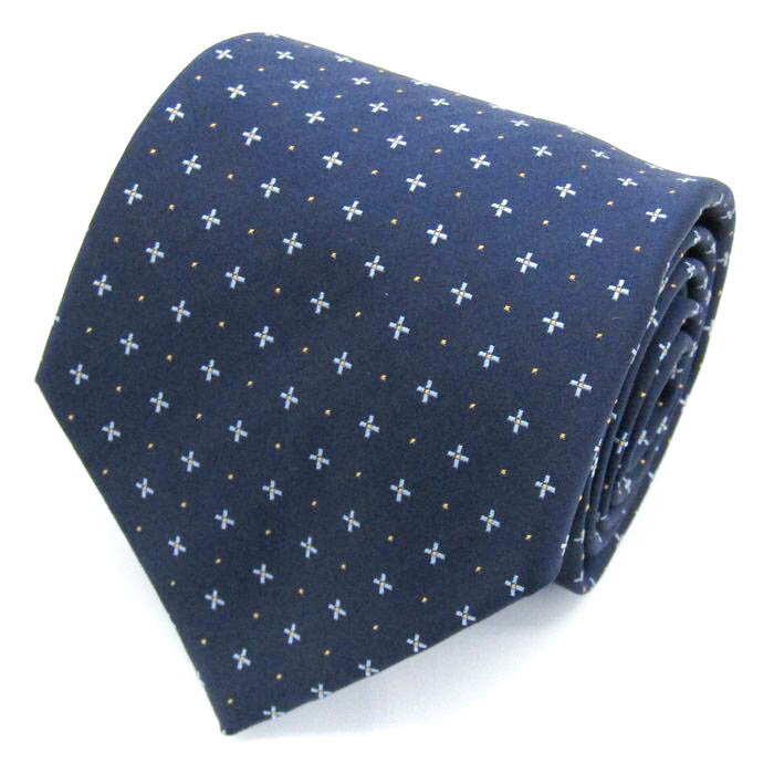 シンプルフレーズクラバット ブランド ネクタイ 総柄 シルク PO メンズ ネイビー SIMPLE PHRASE CRAVAT 【中古】