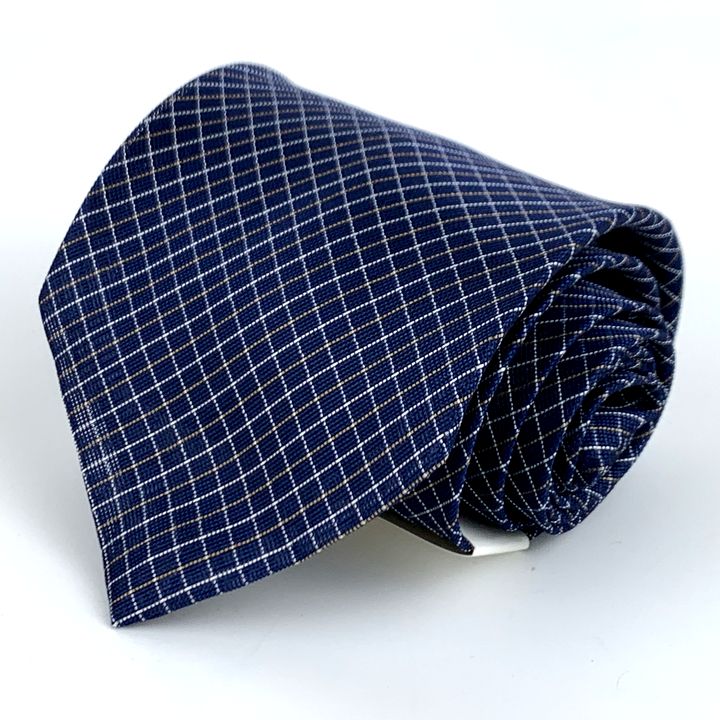 紗織 ネクタイ 格子柄 日本製 未使用品 特選品 メンズ ネイビー saori 【中古】