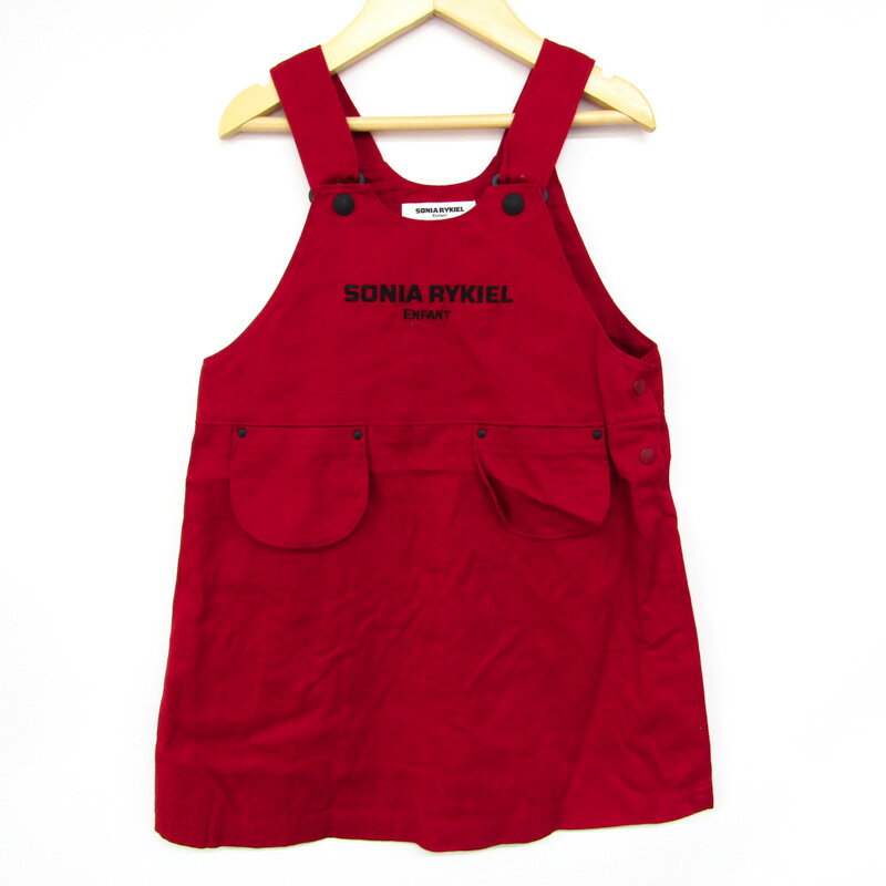 ソニアリキエル サロペット ジャンパースカート 日本製 キッズ 女の子用 110サイズ レッド Sonia Rykiel 【中古】