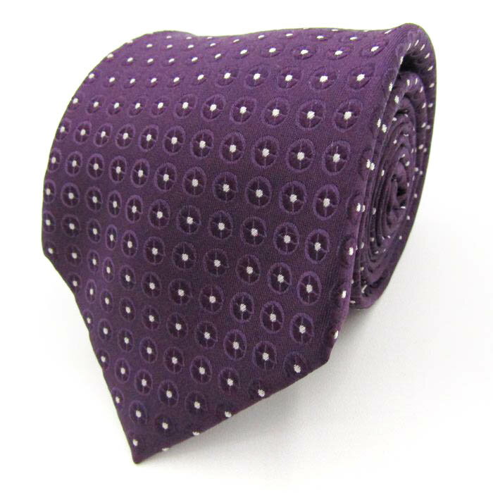 ネイビー&グリーン ブランド ネクタイ ドット 小紋柄 シルク PO メンズ パープル TIE 【中古】