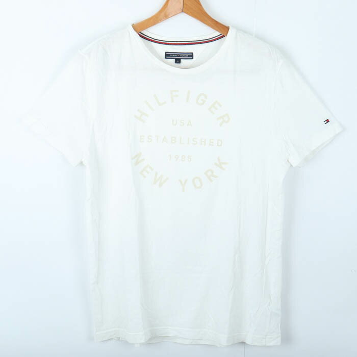 トミーヒルフィガー 半袖Tシャツ トップス カットソー メンズ Mサイズ ホワイト TOMMY HILFIGER 【中古】