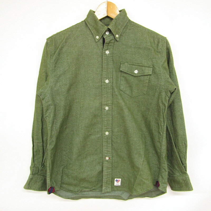 ジェイプレス 長袖シャツ トップス ボタンダウン ストレッチ 日本製 キッズ 男の子用 160サイズ グリーン J.PRESS 【中古】