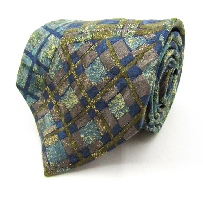 ランバン ブランドネクタイ 総柄 シルク フランス製 PO メンズ ブルー LANVIN 【中古】