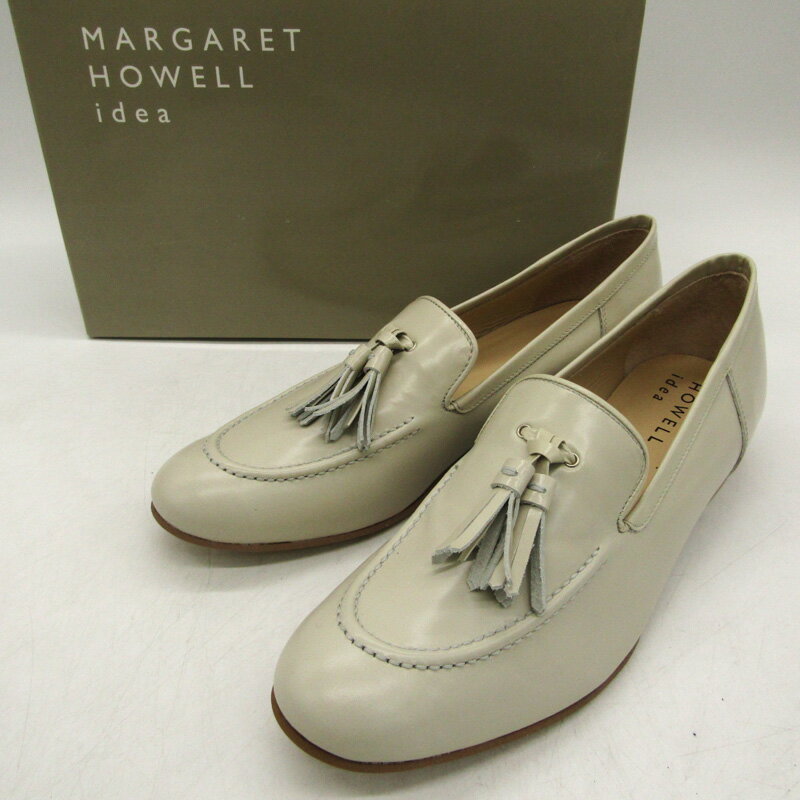 マーガレットハウエル ローファー 未使用 本革 レザー シューズ 靴 日本製 レディース 24サイズ ベージュ MARGARET HOWELL 【中古】