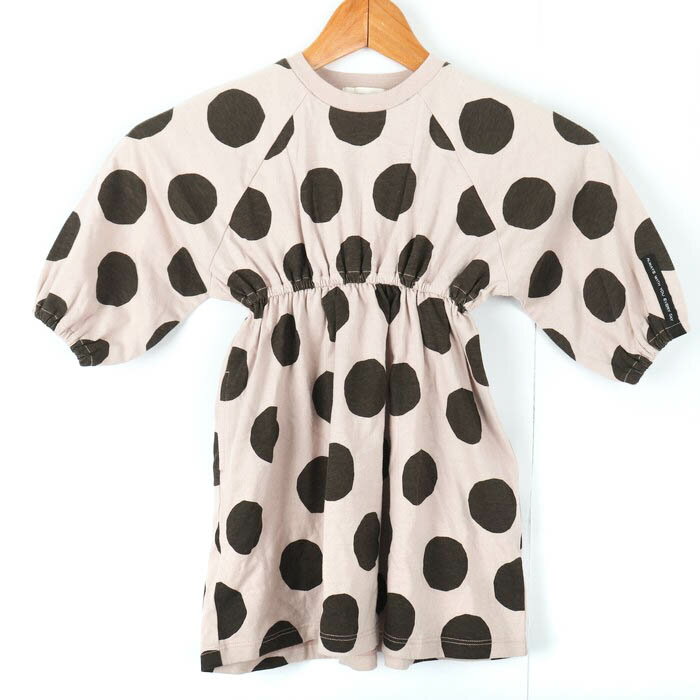 セラフ ワンピース トップス 長袖 ドット柄 ベビー 女の子用 90サイズ ピンク×茶 SERAPH 【中古】