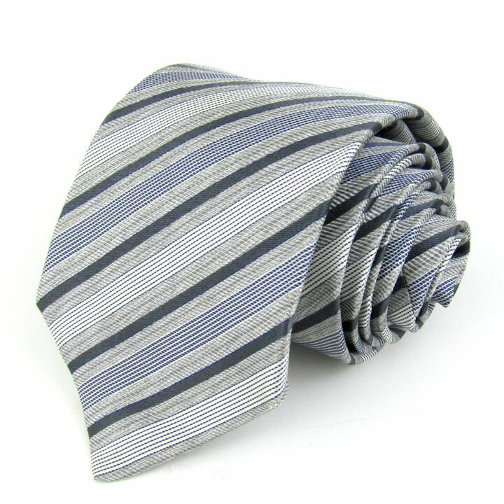 ルイジボレッリ ネクタイ ストライプ柄 シルク イタリア製 ブランド メンズ グレー LUIGE BORRELLI 【中古】