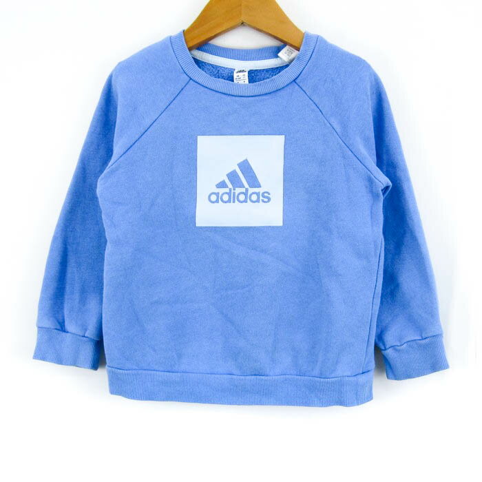 アディダス スウェット トレーナー トップス フロントロゴ スポーツウエア ベビー 男の子用 90サイズ 水色 adidas 【中古】