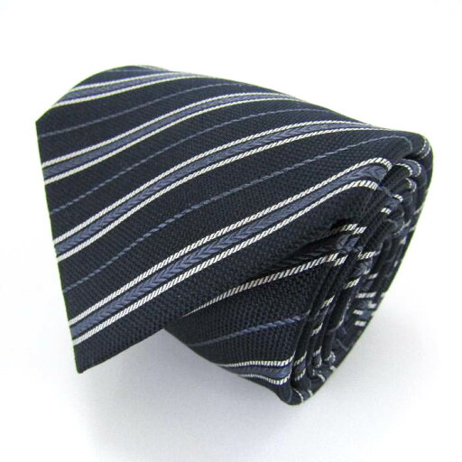 シンプルフレーズクラバット ブランド ネクタイ ストライプ柄 シルク PO メンズ ネイビー SIMPLE PHRASE CRAVAT 【中古】 シンプルフレーズクラバット ブランド ネクタイ ストライプ柄 シルク PO メンズ ネイビー SIMPLE PHRASE CRAVAT 【中古】