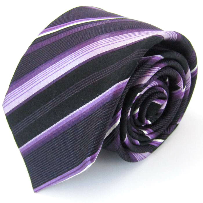 ジャーナルワークス ブランド ネクタイ ストライプ柄 シルク PO メンズ パープル JOURNAL WORKS 【中古】