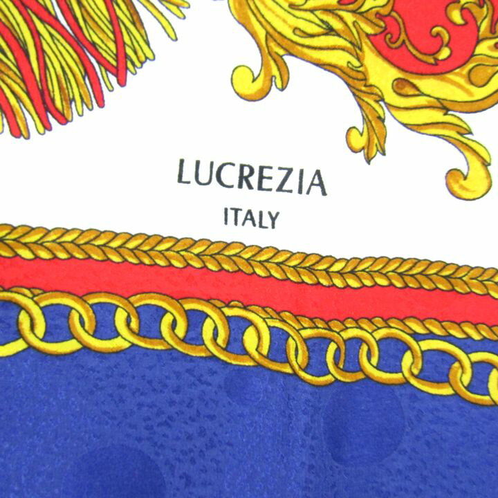 ルクレツィア スカーフ 大判 バロック柄 シルク イタリア製 ブランド 小物 レディース ネイビー LUCREZIA 【中古】