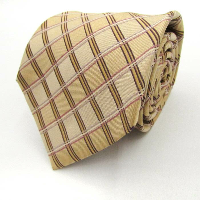 レノマ ブランド ネクタイ チェック柄 シルク PO メンズ ベージュ renoma 【中古】