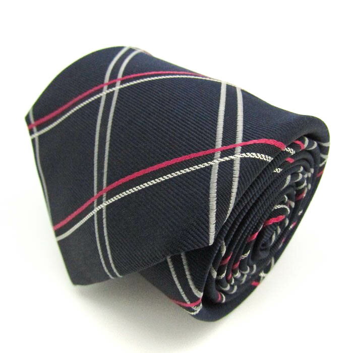 シンプルフレーズクラバット ブランド ネクタイ チェック柄 シルク PO メンズ ネイビー SIMPLE PHRASE CRAVAT 【中古】