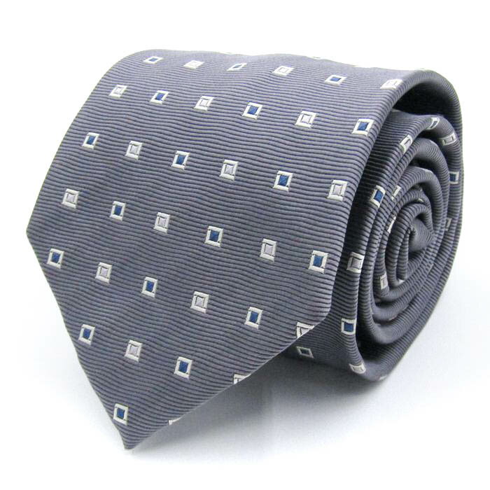 シンプルフレーズクラバット ブランド ネクタイ 小紋柄 スクエア柄 シルク PO メンズ グレー SIMPLE PHRASE CRAVAT 【中古】