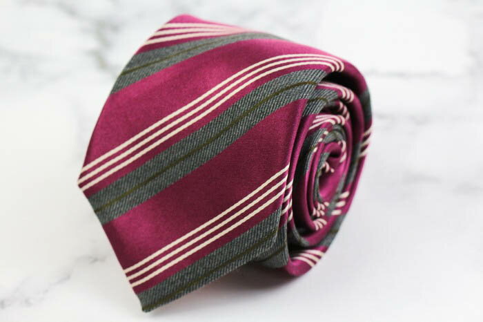 ヒルトン ブランド ネクタイ ストライプ柄 シルク イタリア製 PO メンズ ピンク HILTON 【中古】