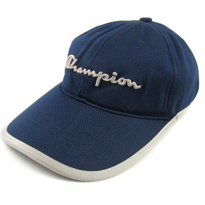 チャンピオン キャップ メッシュ スポーツウエア 帽子 ブランド メンズ Mサイズ ネイビー Champion 【中古】