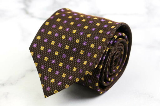 シンプルフレーズクラバット ブランド ネクタイ スクエアドット柄 シルク PO メンズ ブラウン SIMPLE PHRASE CRAVAT 【中古】 シンプルフレーズクラバット ブランド ネクタイ スクエアドット柄 シルク PO メンズ ブラウン SIMPLE PHRASE CRAVAT 【中古】