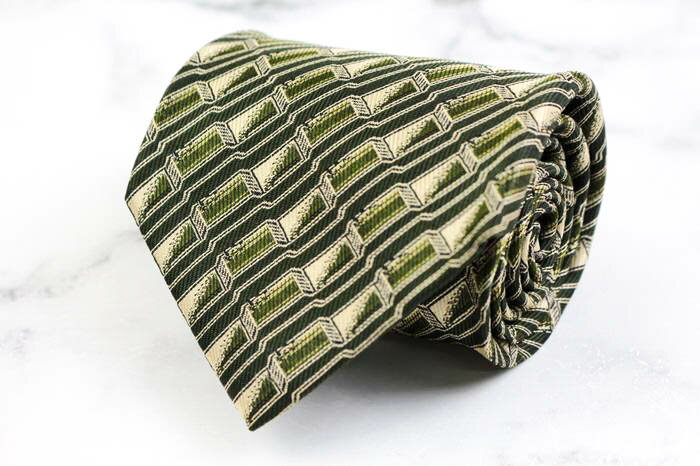 エンリコ・コベリ ブランド ネクタイ ワイドタイ 総柄 シルク PO メンズ カーキ Enrico Coveri 【中古】