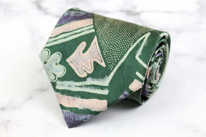 マリクレール ブランド ネクタイ 総柄 シルク PO メンズ グリーン mariclaire 【中古】