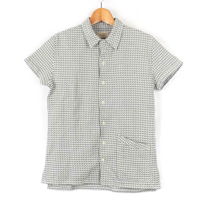 ヌーディージーンズ 半袖シャツ トップス 総柄 メンズ XSサイズ カーキ×白 Nudie Jeans 【中古】
