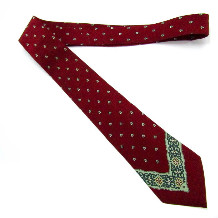 バレンシアガ ブランド ネクタイ 小紋柄 パネル柄 幾何学模様 シルク 日本製 PO メンズ ワインレッド BALENCIAGA 【中古】