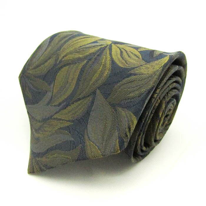 ジュンアシダ ブランド ネクタイ 総柄 リーフ柄 シルク PO メンズ グレー jun ashida 【中古】