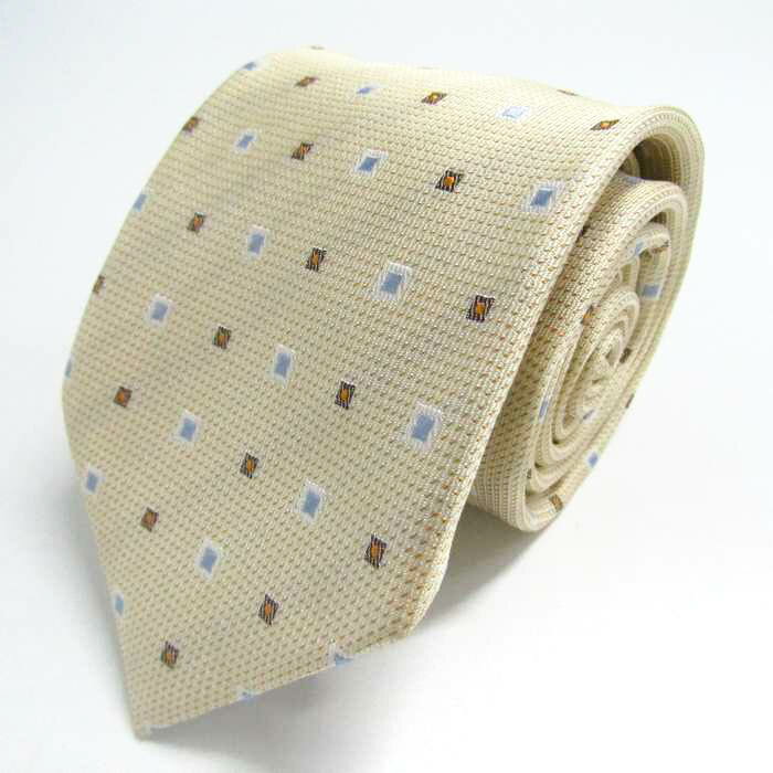 シンプルフレーズクラバット ブランド ネクタイ 小紋柄 スクエア柄 ドット シルク PO メンズ ベージュ SIMPLE PHRASE CRAVAT 【中古】