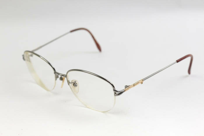 ソニアリキエル メガネ 眼鏡 度有 ハーフリム フレーム ブランド アイウェア メンズ 52□16 135サイズ シルバー Sonia Rykiel 【中古】