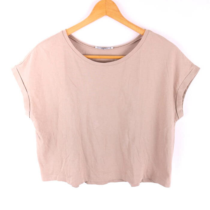 ザラ 半袖Tシャツ トップス クロップドT レディース Mサイズ ベージュ ZARA 【中古】