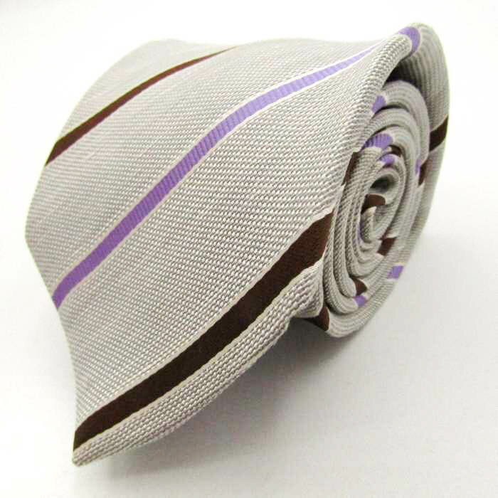 ザタイ ブランド ネクタイ ストライプ柄 シルク 麻 日本製 PO メンズ ライトグレー THE TIE 【中古】