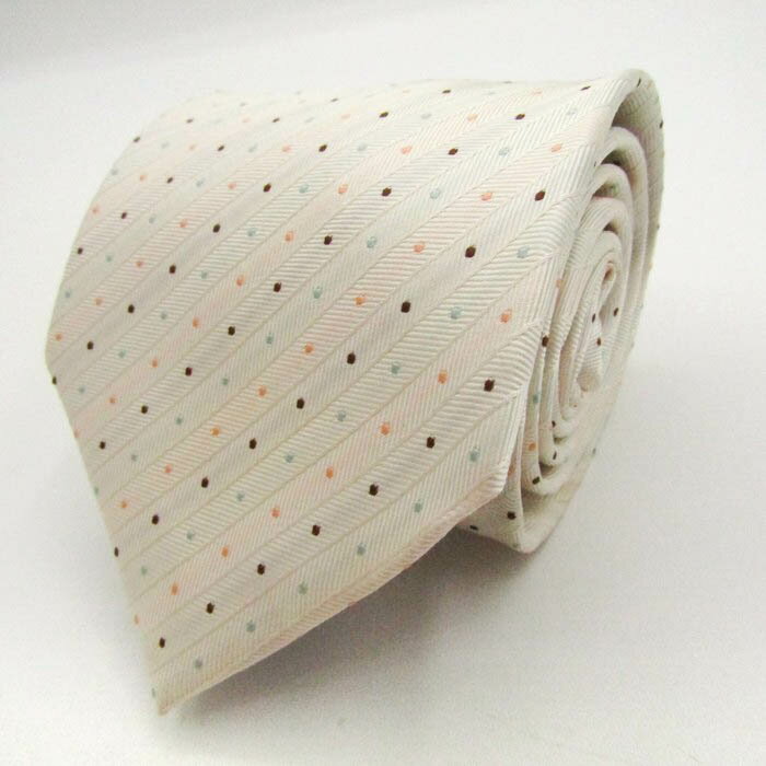 ブリックハウス ブランド ネクタイ ストライプ柄 ドット マルチカラー シルク PO メンズ ホワイト BRICK HOUSE 【中古】